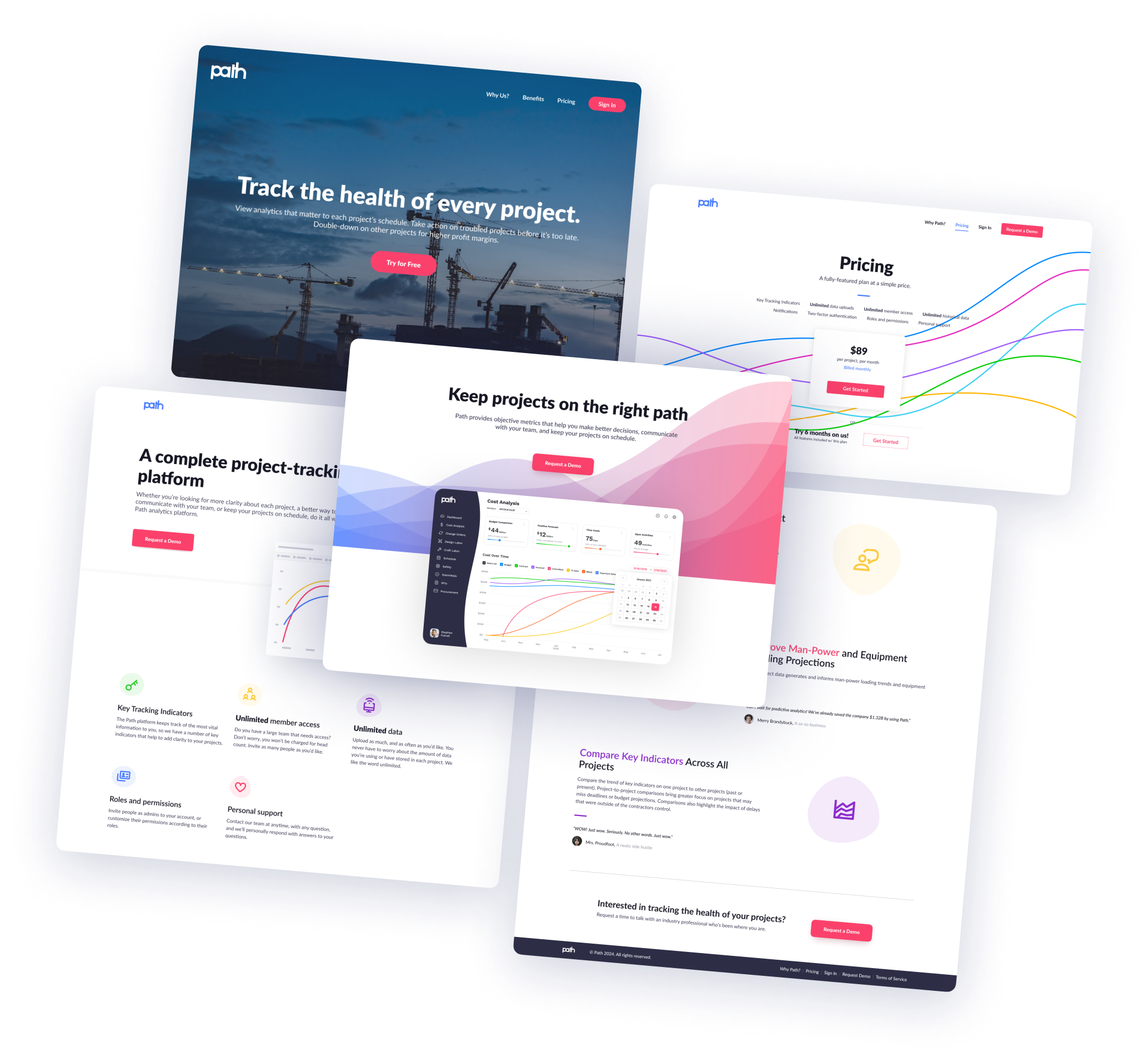 Grid of product design examples for a construction company website